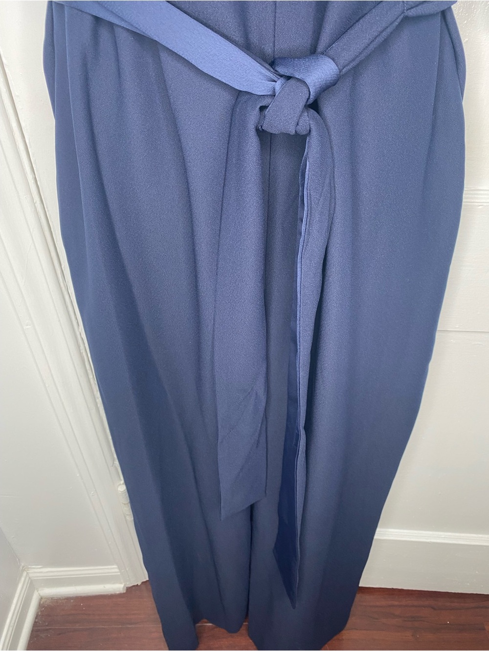Tahari Sleeveless Navy Wrap Midi Dress with Belt No Tags Attached - Picture 3 of 12
